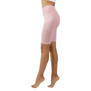 90 Degree By Reflex Seamless Washed Rib Knit Shorts Vetiver Wash Pink Size S